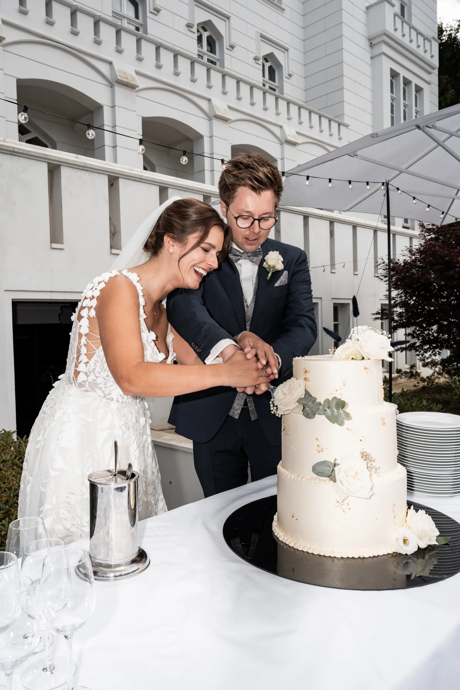 Anschnitt der Hochzeitstorte